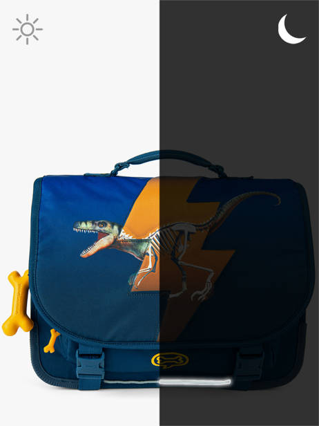 Boekentas 2 Compartimenten Lily Boys Stones and bones Blauw boys B ander zicht 5